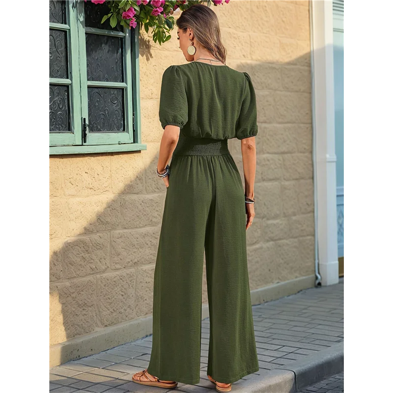 CYL-женские комбинезоны с коротким рукавом и V-образным вырезом, нарядные повседневные широкие брюки, комбинезон
CYL-женские комбинезоны с коротким рукавом и V-образным вырезом, нарядные повседневные широкие брюки, комбинезон