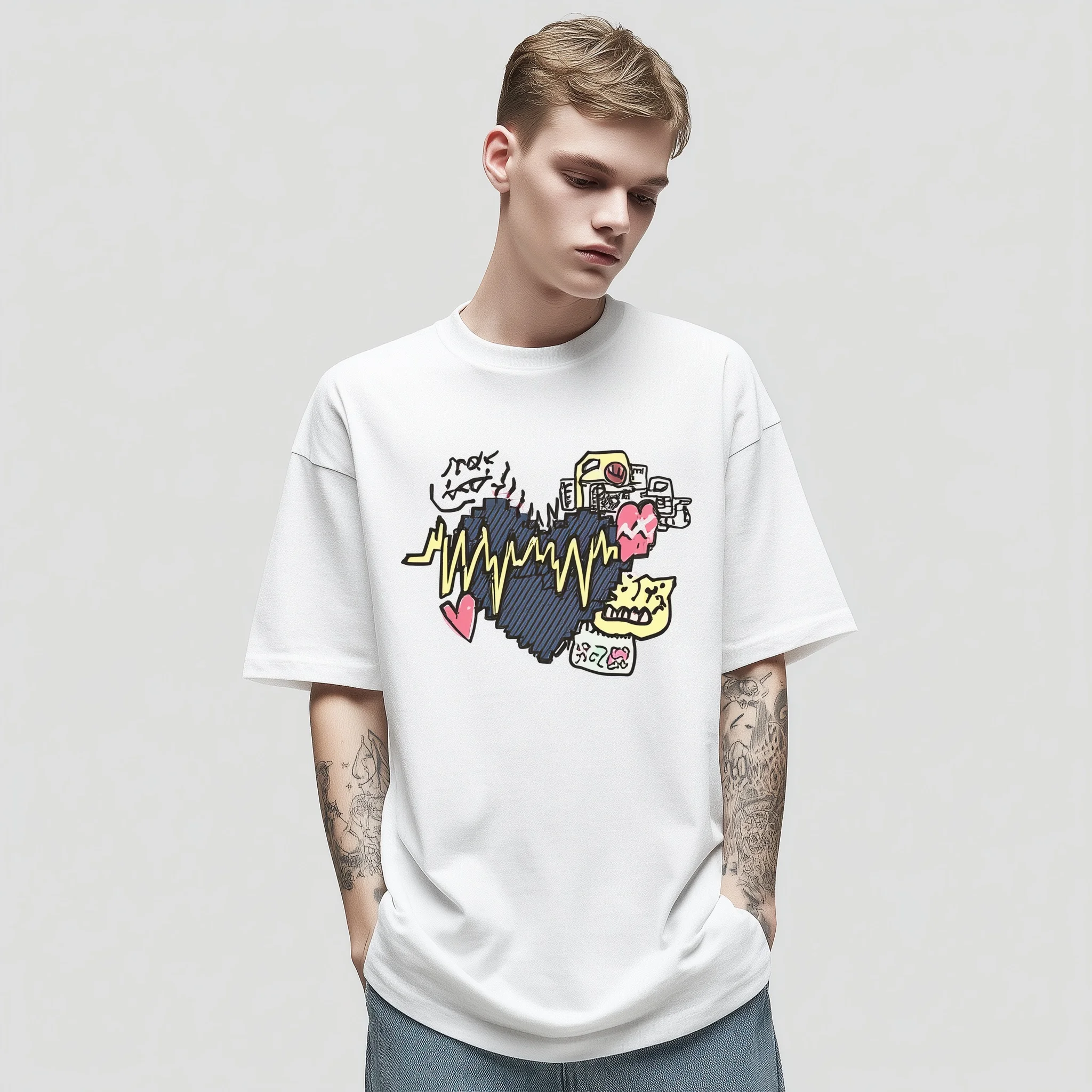 Teevo Casual Short Sleeve T-Shirt with Colorful Robot Heart Print for Daily Wear
Teevo Casual Short Sleeve T-Shirt with Colorful Robot Heart Print for Daily Wear