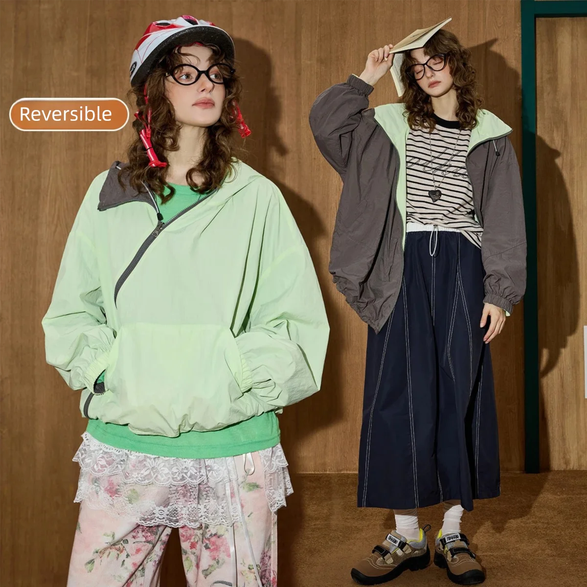 COOLHUT Reversible Asymmetric Zip Jacket Multi-Scenario Hooded Coat Convertible Outerwear All-Terrain Urban Exploration Wear
COOLHUT Reversible Asymmetric Zip Jacket Multi-Scenario Hooded Coat Convertible Outerwear All-Terrain Urban Exploration Wear