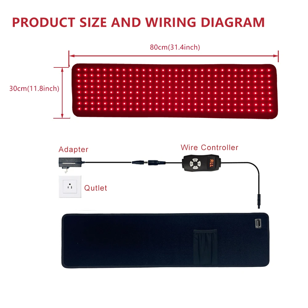 New 2025 Best-Selling Home Sports Recovery Red Light Therapy Belt 80*20cm Three Chips 660nm 850nmPDT Wrap Pad
New 2025 Best-Selling Home Sports Recovery Red Light Therapy Belt 80*20cm Three Chips 660nm 850nmPDT Wrap Pad