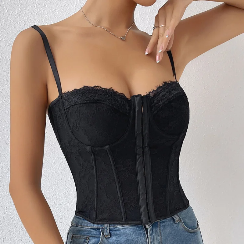 Solid Color Lace Strap Fishbone Underwire Tube Top Button Backless Camisole
Solid Color Lace Strap Fishbone Underwire Tube Top Button Backless Camisole