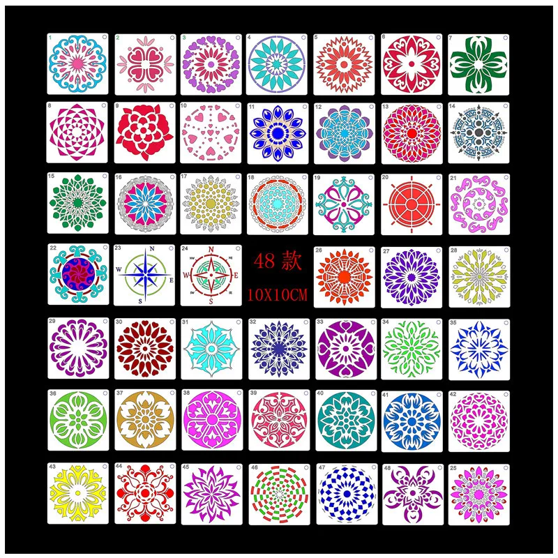 48pcs Mandala Stencils DIY Painting Scrapbook Coloring Embossing Album Decorative Template
48pcs Mandala Stencils DIY Painting Scrapbook Coloring Embossing Album Decorative Template