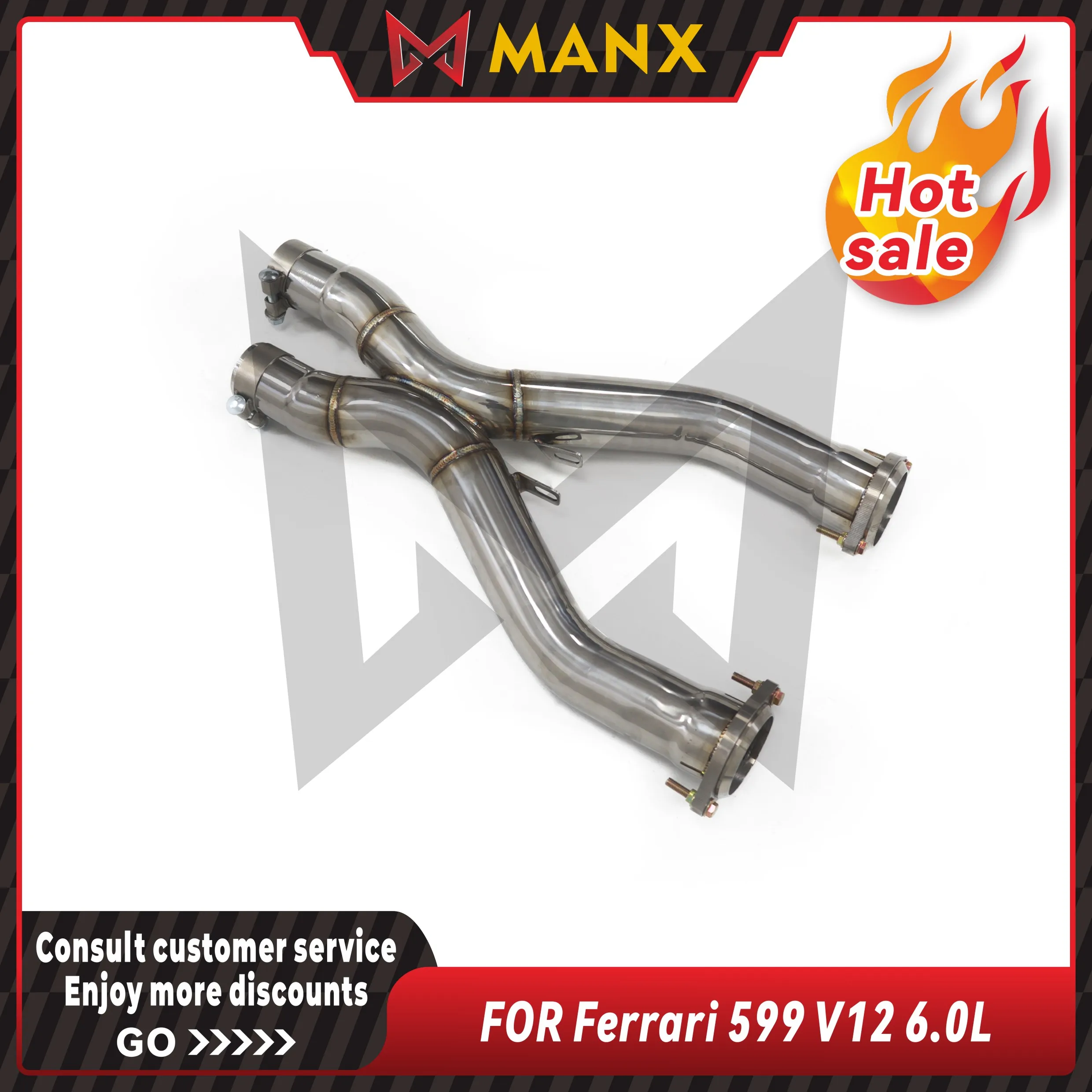 MANX Car Exhaust System Resonant tube for Ferrari 599 6.0L V12 Stainless steels Performance exhaust pipe X Tube
MANX Car Exhaust System Resonant tube for Ferrari 599 6.0L V12 Stainless steels Performance exhaust pipe X Tube
