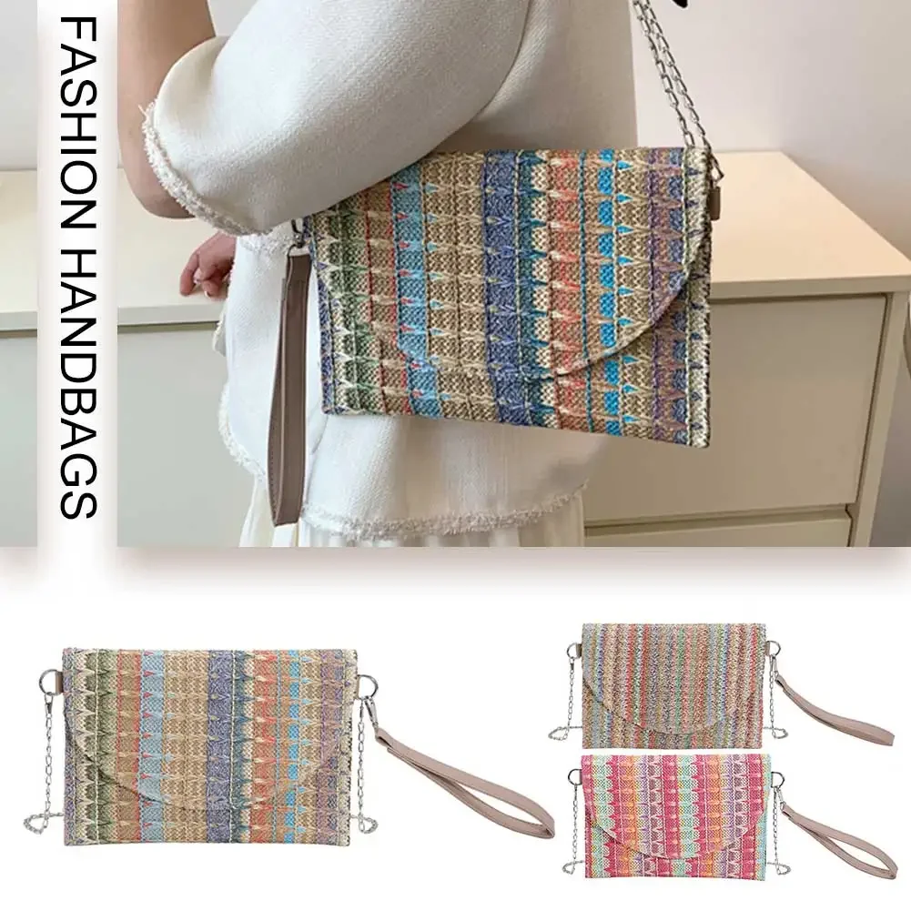 Boho Straw Clutch Purse Colorful Striped Woven Envelope Wallet Crossbody Shoulder Bag Wristlet Handbag for Women
Boho Straw Clutch Purse Colorful Striped Woven Envelope Wallet Crossbody Shoulder Bag Wristlet Handbag for Women