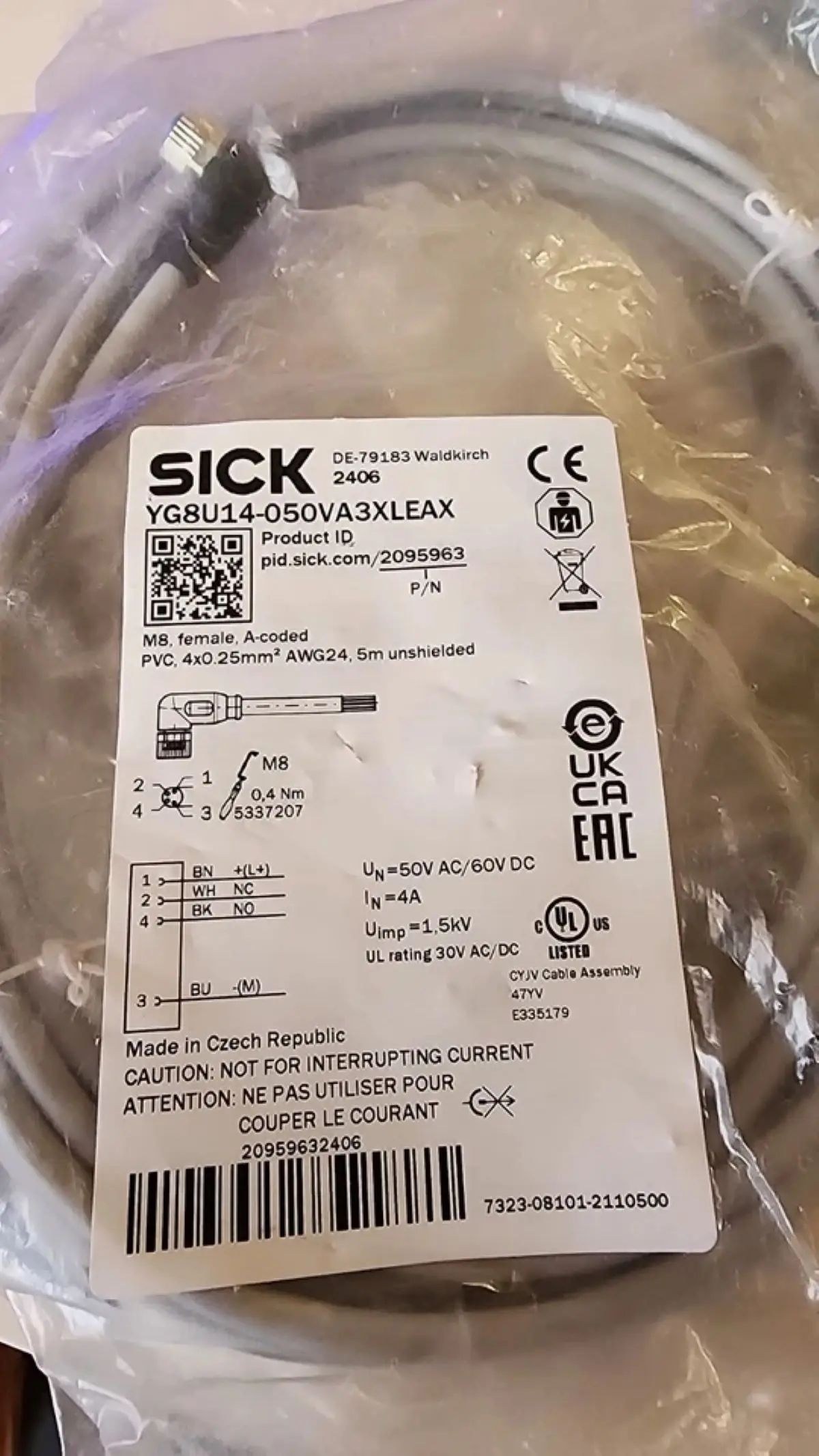 YG8U14-050VA3XLEAX 2095963 Sensor/actuator cable
YG8U14-050VA3XLEAX 2095963 Sensor/actuator cable