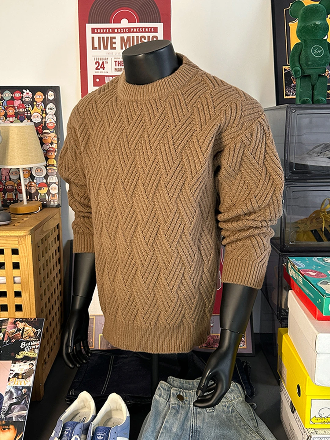 Caramel Diamond Knit Base Shirt Men's Winter Loose Fit Inner Wear American round Neck Sweater Casual Style City Walk
Caramel Diamond Knit Base Shirt Men's Winter Loose Fit Inner Wear American round Neck Sweater Casual Style City Walk