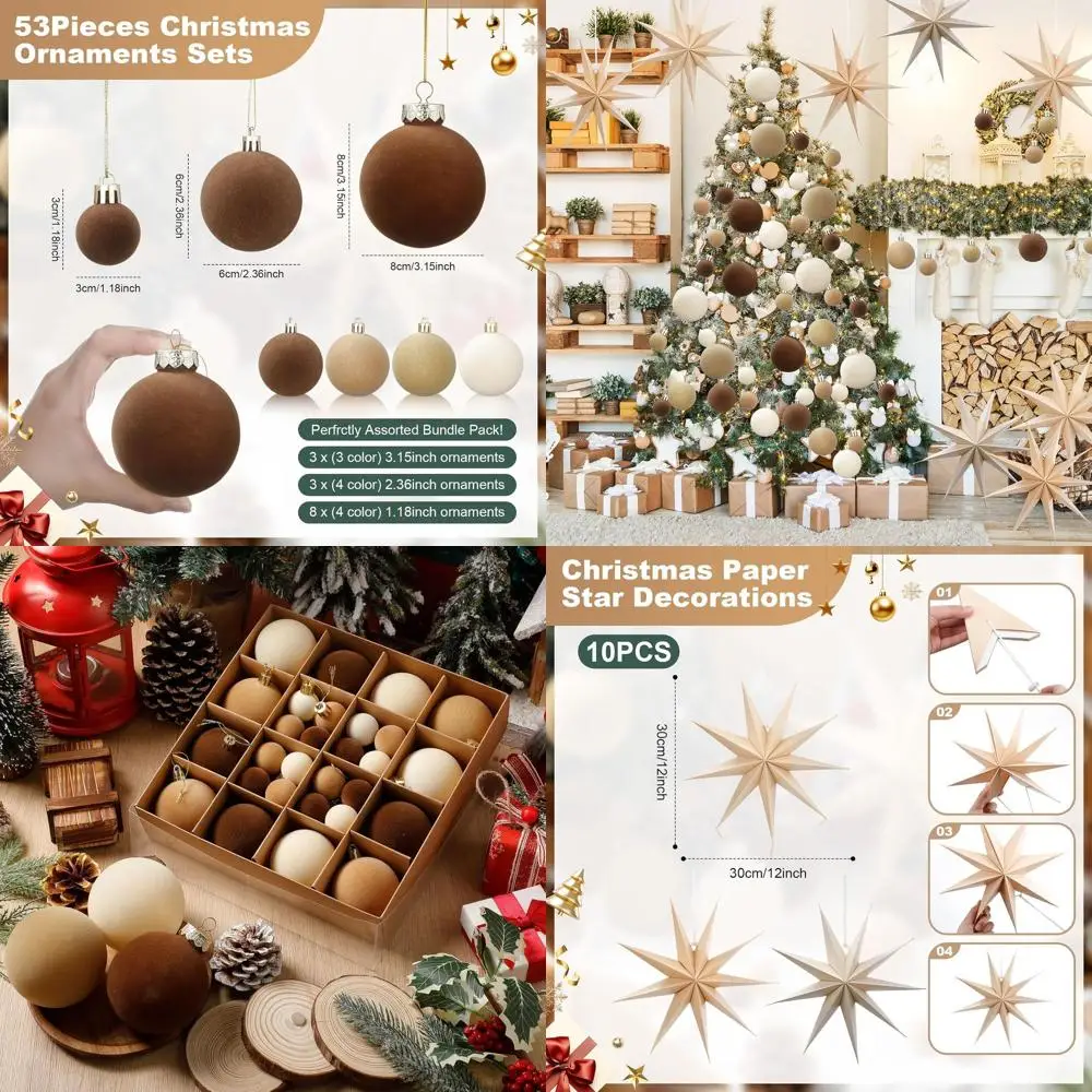 Набор бархатных рождественских украшений из 6 предметов с 12-дюймовыми бумажными фонариками со звездами для праздничной елки и вечеринок
Набор бархатных рождественских украшений из 6 предметов с 12-дюймовыми бумажными фонариками со звездами для праздничной елки и вечеринок