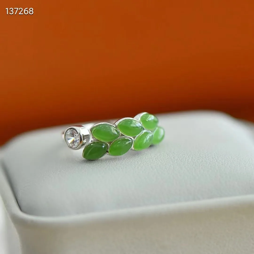 Natural 100% real 925 sterling silver rings inlaid real green hetian jade rings Open Ring jade rings for women engagement gift
Natural 100% real 925 sterling silver rings inlaid real green hetian jade rings Open Ring jade rings for women engagement gift