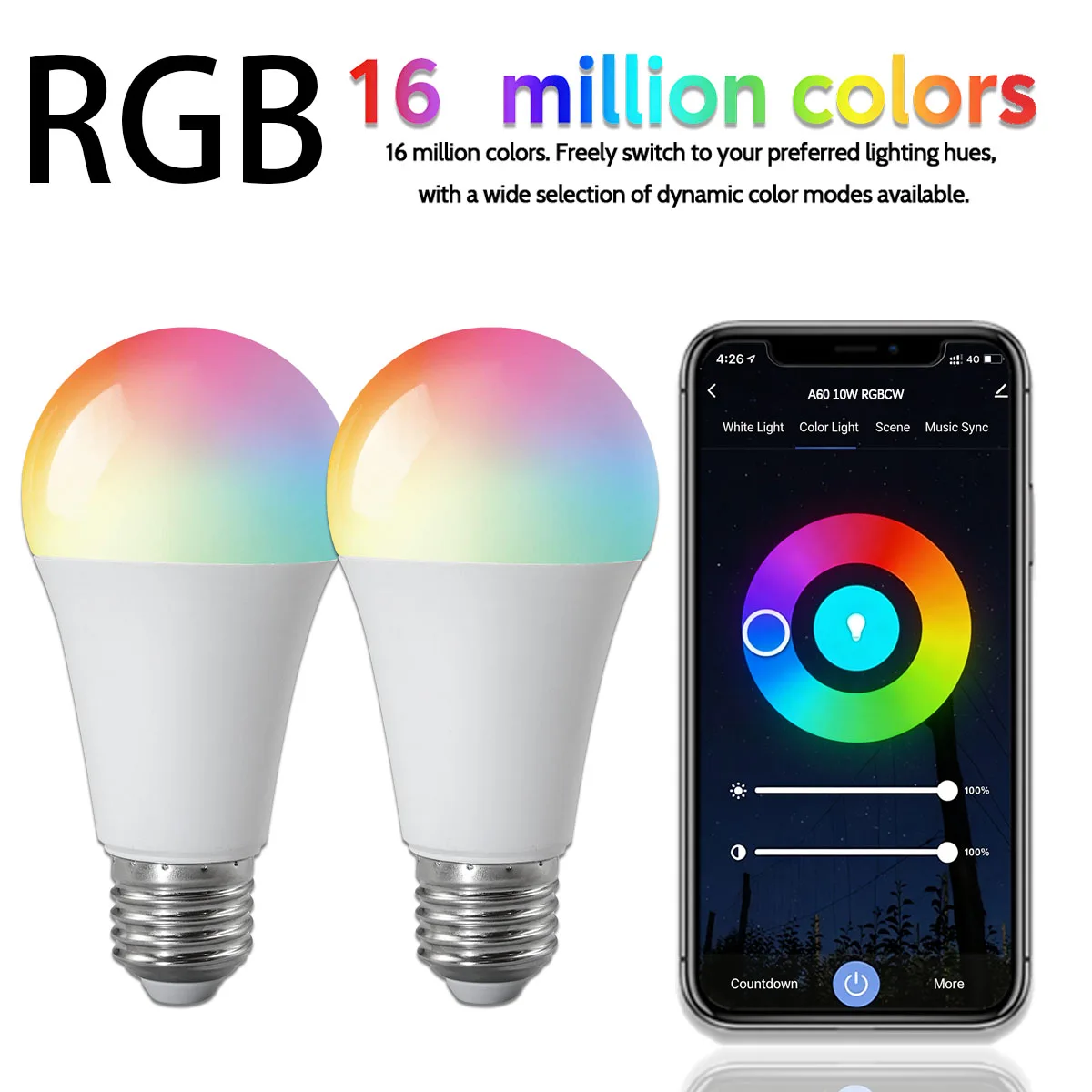 10W E27 RGB Dimmable LED TUYA WiFi Smart Bulb Colorful 85-265V Light APP Adjust Support Alexa Alice Voice Google Home Control
10W E27 RGB Dimmable LED TUYA WiFi Smart Bulb Colorful 85-265V Light APP Adjust Support Alexa Alice Voice Google Home Control