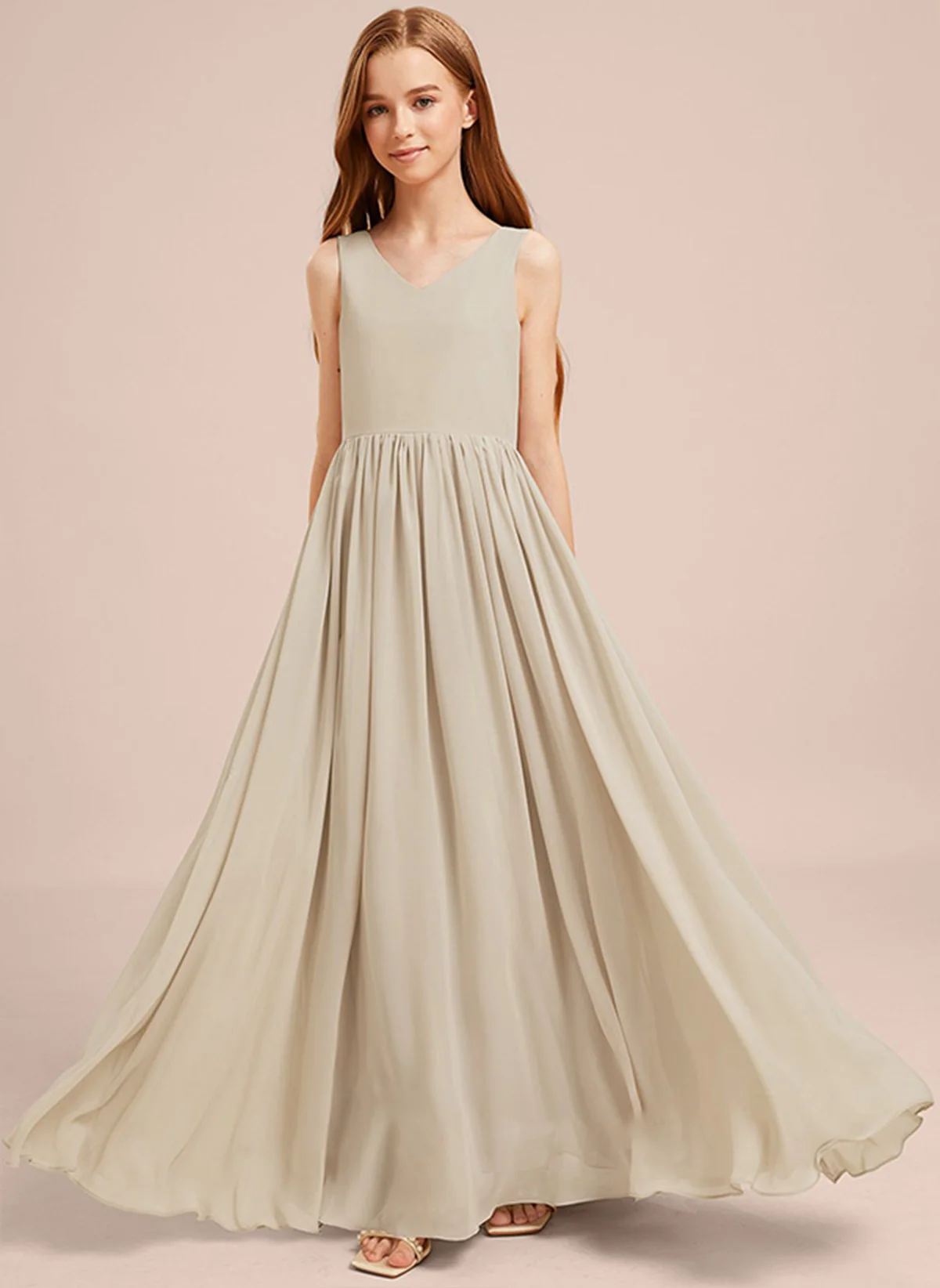 Girls V-neck sleeveless floor-length chiffon teen dress junior bridesmaid dress girl dress pageant birthday/can be customized
Girls V-neck sleeveless floor-length chiffon teen dress junior bridesmaid dress girl dress pageant birthday/can be customized