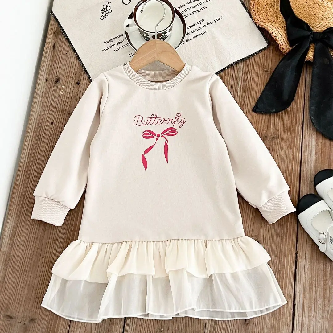 Girls Long Sleeve Dress Cute Loose Dress Spring Korean Style Clothing Kids Casual Fashion Round Neck Bow
Girls Long Sleeve Dress Cute Loose Dress Spring Korean Style Clothing Kids Casual Fashion Round Neck Bow