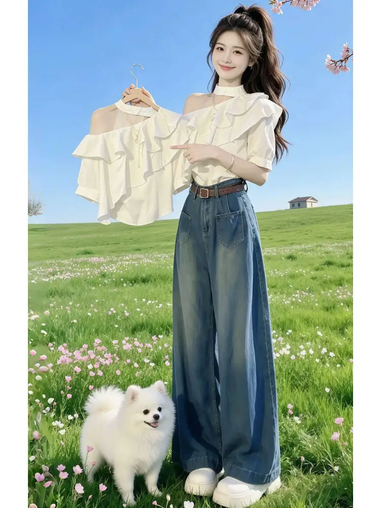 White Ruffle Sleeve Short Sleeve Shirt Women's Summer 2026 New High-End Bubble Sleeve Beautiful Oblique Shoulder Top Casual L...
White Ruffle Sleeve Short Sleeve Shirt Women's Summer 2026 New High-End Bubble Sleeve Beautiful Oblique Shoulder Top Casual L...