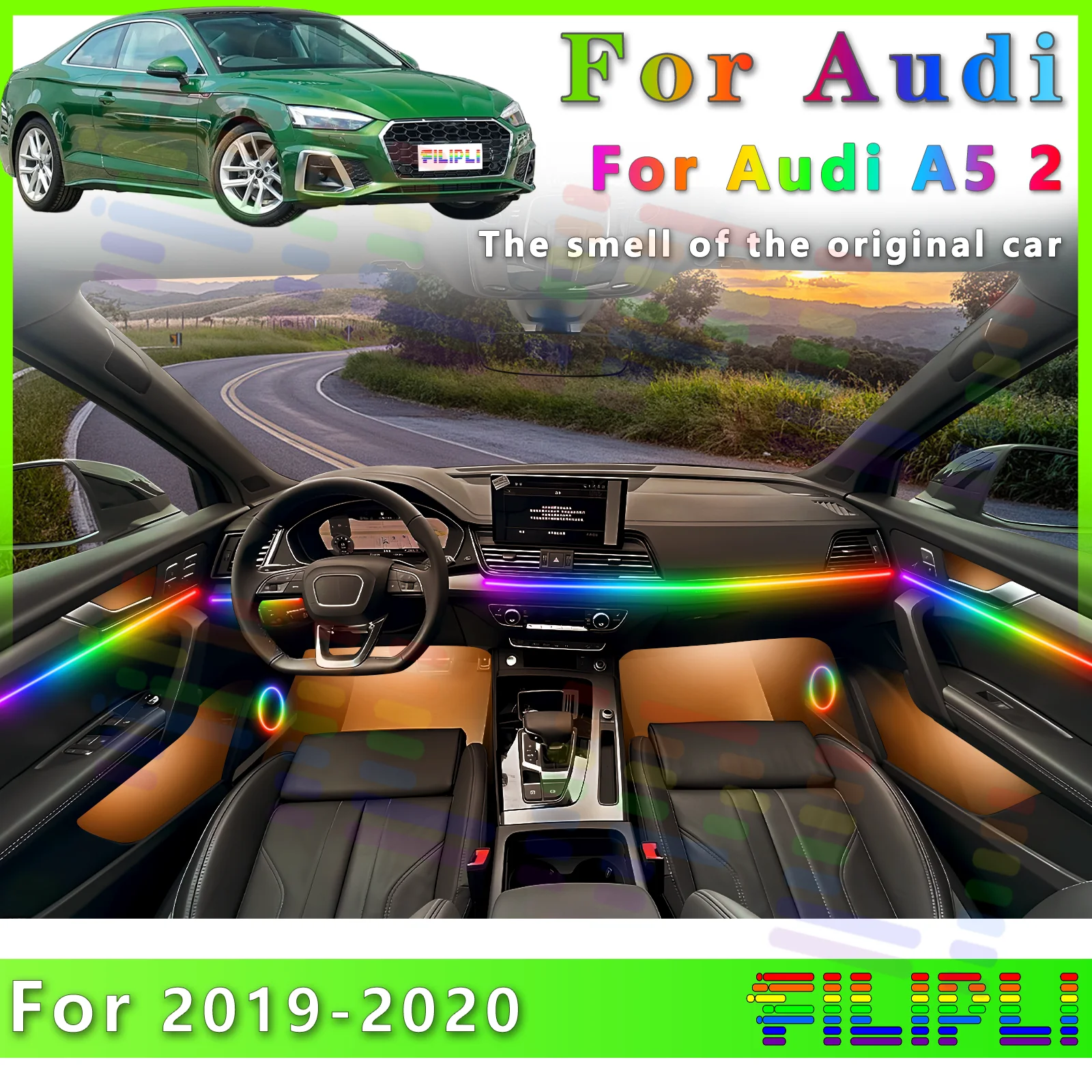 FILIPLI для Audi A5 2, украшение интерьера автомобиля, светодиодная лента RGB Symphony с многоцветными передачами в 64 цветах для более драматического эффекта
FILIPLI для Audi A5 2, украшение интерьера автомобиля, светодиодная лента RGB Symphony с многоцветными передачами в 64 цветах для более драматического эффекта
