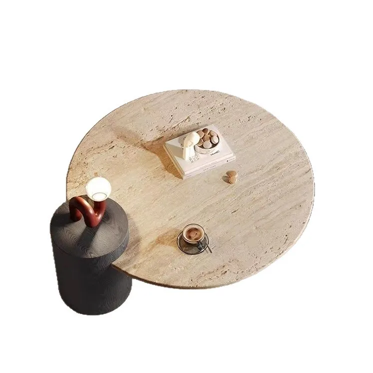 Wabi-sabi wind, round light luxury, natural travertine coffee table
Wabi-sabi wind, round light luxury, natural travertine coffee table