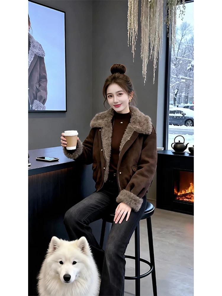 Thickened down Cotton Jacket Women's Winter Warm Coat American Retro Style with Big Fur Collar Workwear Style Outerwear
Thickened down Cotton Jacket Women's Winter Warm Coat American Retro Style with Big Fur Collar Workwear Style Outerwear