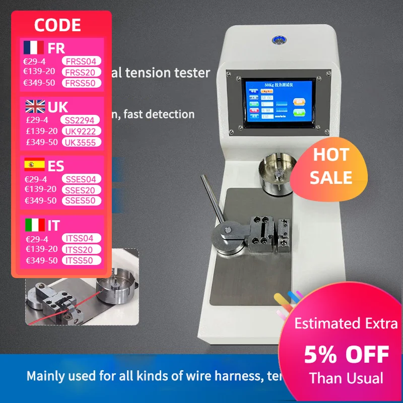 JC-Q50 Terminal Tension Tester Electric Digital High-Precision Touch Screen Wire Harness Tensile Pull-Off Force Testing Machine
JC-Q50 Terminal Tension Tester Electric Digital High-Precision Touch Screen Wire Harness Tensile Pull-Off Force Testing Machine