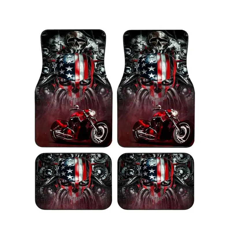 Universal Car Floor Mats Set 4Pcs American Flag Skull Motorcycle Design Non-Slip Auto Carpet Interior Accessories For All Trucks
Universal Car Floor Mats Set 4Pcs American Flag Skull Motorcycle Design Non-Slip Auto Carpet Interior Accessories For All Trucks