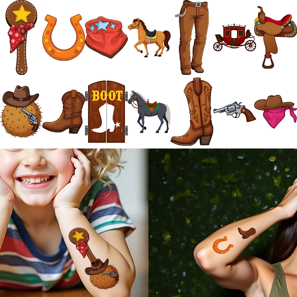 63pcs Temporary Tattoo Cowboy Hat Waterproof Long-lasting Body Stickers Cactus Sheriff Badge Temporary Tattoo Stickers Horse For
63pcs Temporary Tattoo Cowboy Hat Waterproof Long-lasting Body Stickers Cactus Sheriff Badge Temporary Tattoo Stickers Horse For