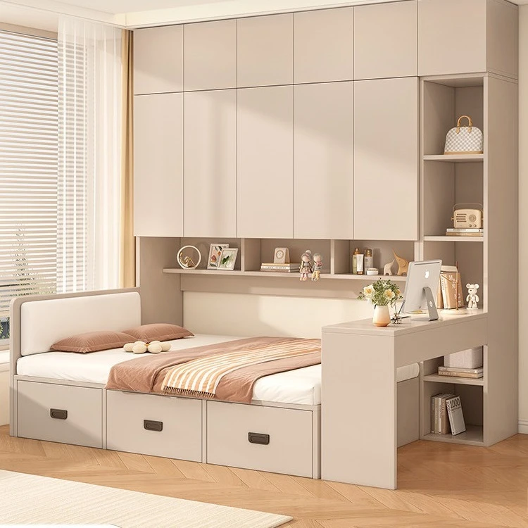Tatami wardrobe bed integrated multi-functional desk combination storage bed small apartment bedroom storage artifact double bed
Tatami wardrobe bed integrated multi-functional desk combination storage bed small apartment bedroom storage artifact double bed