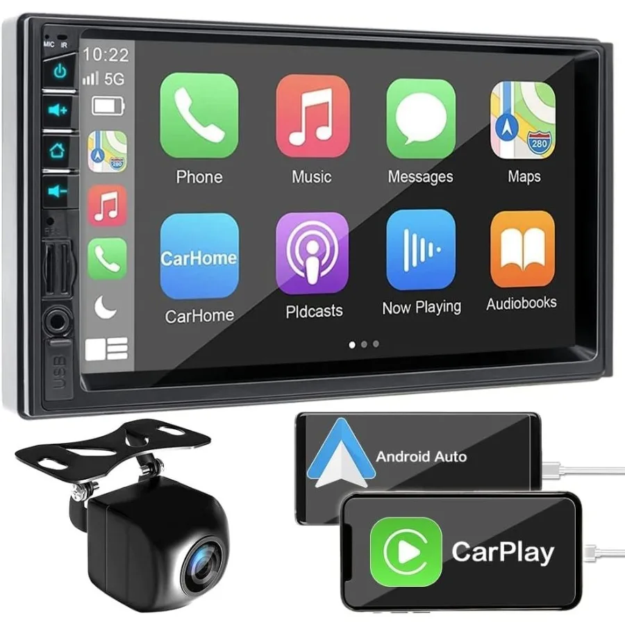 7 inch Double Din Car Stereo for Wireless CarPlay Android Auto, Voice Control, Bluetooth 5.2, MirrorLink, Backup Camera, Touch
7 inch Double Din Car Stereo for Wireless CarPlay Android Auto, Voice Control, Bluetooth 5.2, MirrorLink, Backup Camera, Touch