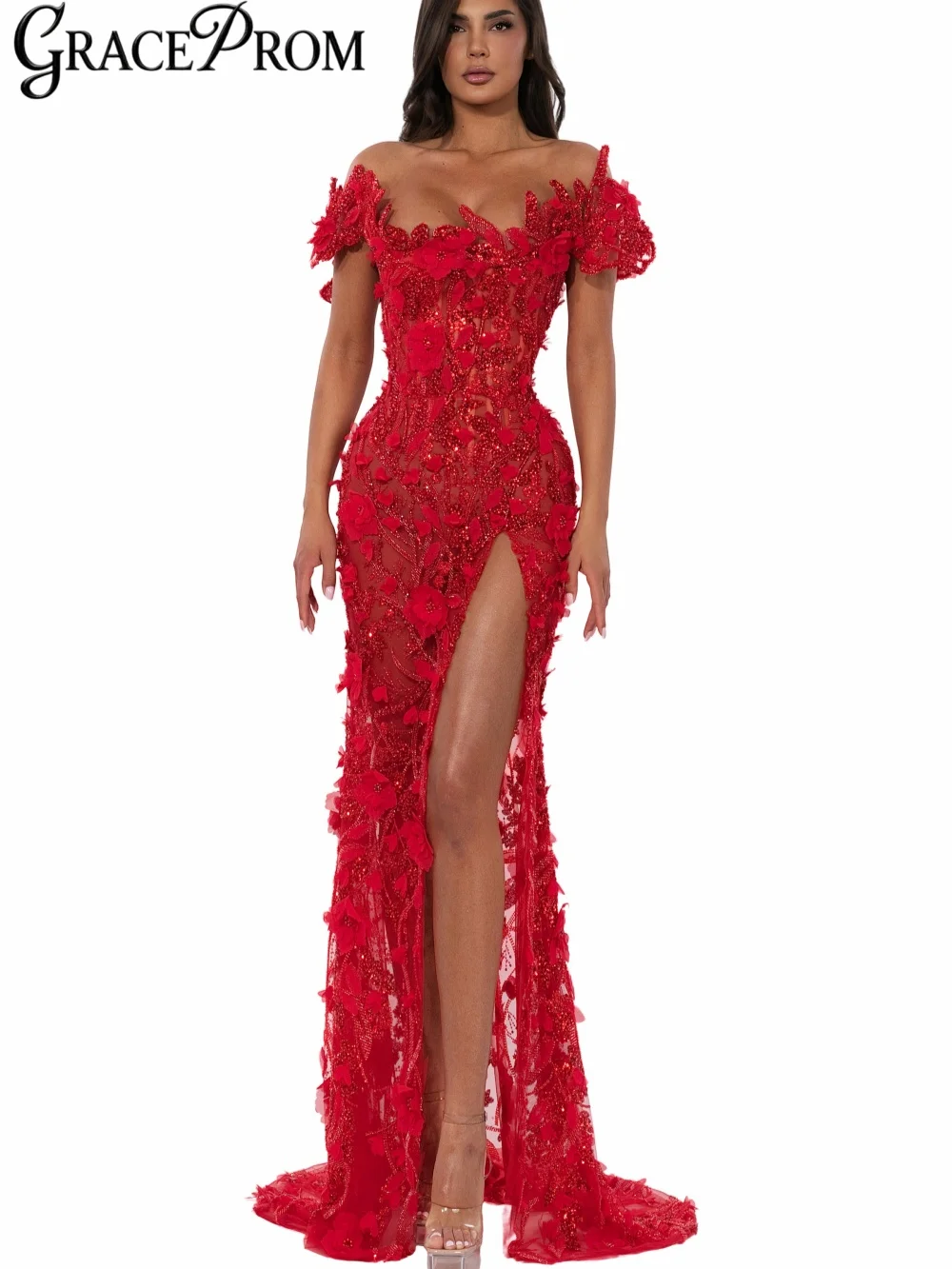 Stylish Red 3D Floral Evening Dress Gorgeous Beaded Mermaid Long Wedding Party Gown New Customized Off Shoulder Prom Dresses
Stylish Red 3D Floral Evening Dress Gorgeous Beaded Mermaid Long Wedding Party Gown New Customized Off Shoulder Prom Dresses