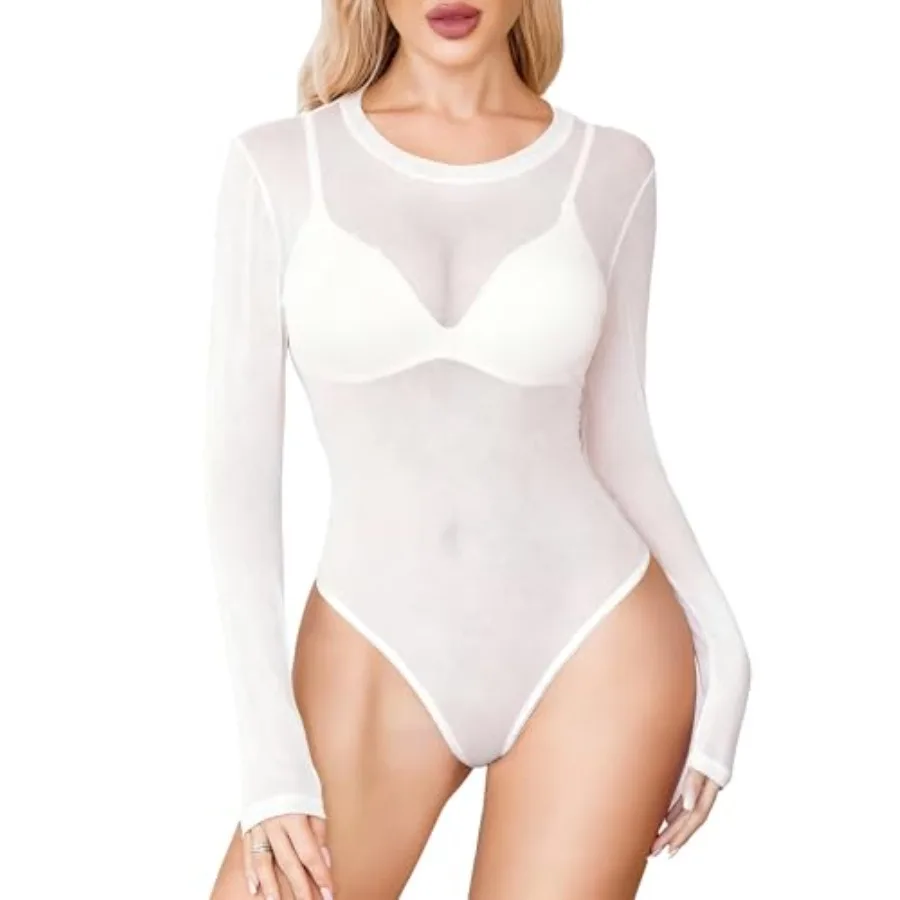 Avidlove Womens Mesh Long Sleeve Bodysuit Round Neck Sheer Leotards Geo Print Bodysuit Top with Snap Crotch
Avidlove Womens Mesh Long Sleeve Bodysuit Round Neck Sheer Leotards Geo Print Bodysuit Top with Snap Crotch
