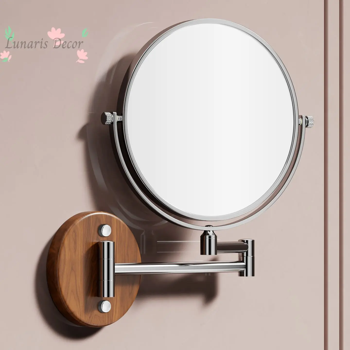 Walnut bathroom folding cosmetic mirror non-punching rotating beauty mirror wall-mounted magnifying telescopic mirror
Walnut bathroom folding cosmetic mirror non-punching rotating beauty mirror wall-mounted magnifying telescopic mirror