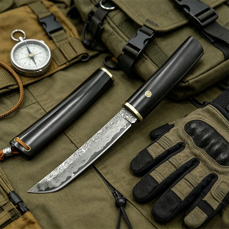 High hardness VG10 Damascus Tanto Blade Japanese Style Ebony Handle Portable Camping Survival Utility Edc Multifuntional Tool
High hardness VG10 Damascus Tanto Blade Japanese Style Ebony Handle Portable Camping Survival Utility Edc Multifuntional Tool