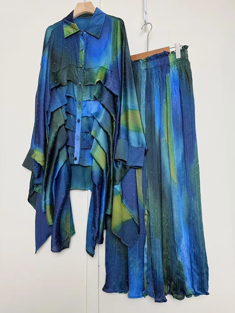 2025 Summer Women's Retro Geometric Printed Multi layered Flaw Loose Irregular Shirt Set+High Waist Wide Leg Pants Fashion Set
2025 Summer Women's Retro Geometric Printed Multi layered Flaw Loose Irregular Shirt Set+High Waist Wide Leg Pants Fashion Set