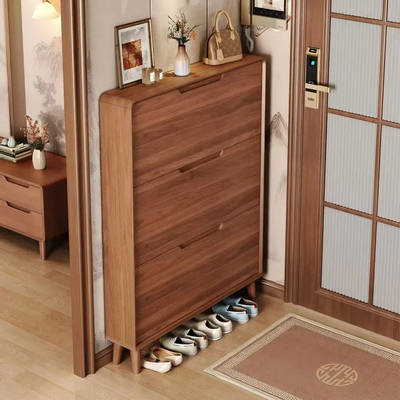 Factory direct sales New Chinese ultra-thin tipping bucket shoe cabinet Household pure solid wood entrance cabinet Integrated st
Factory direct sales New Chinese ultra-thin tipping bucket shoe cabinet Household pure solid wood entrance cabinet Integrated st