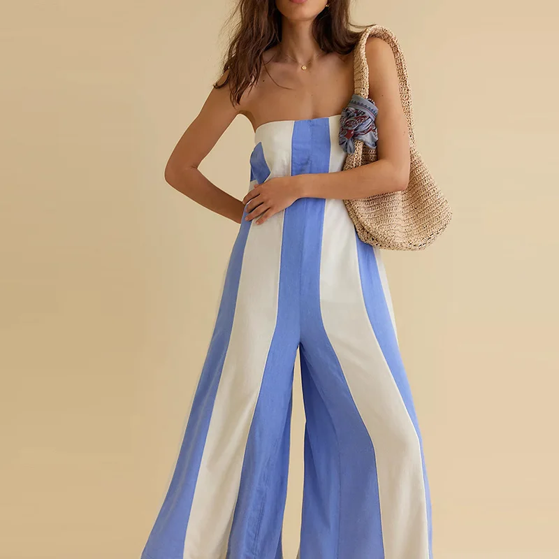 Fashion Loose Women Wide Leg Commute Rompers Casual Stripe Printed Tube Top Jumpsuits Elegant Off Shoulder High Waist Playsuits
Fashion Loose Women Wide Leg Commute Rompers Casual Stripe Printed Tube Top Jumpsuits Elegant Off Shoulder High Waist Playsuits