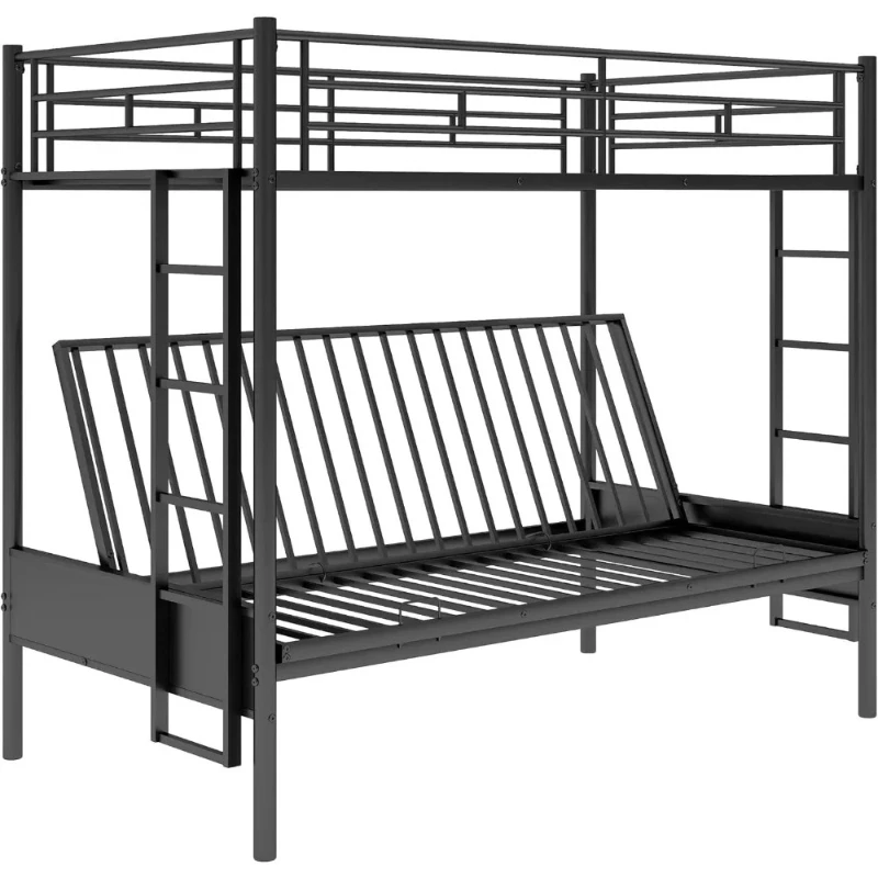 Черная двухъярусная кровать-футон с лофт-кроватью и футоном полноразмерного размера, не требует пружинного блока.
Черная двухъярусная кровать-футон с лофт-кроватью и футоном полноразмерного размера, не требует пружинного блока.