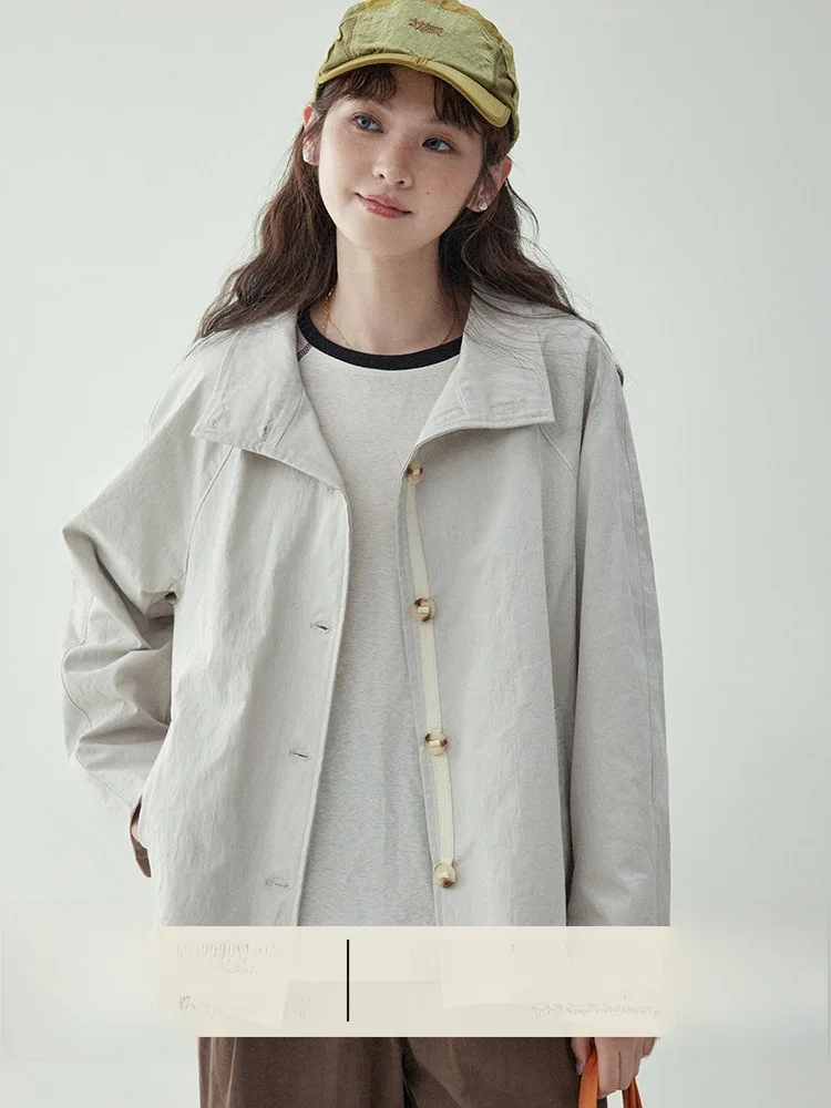 AMUU Original Korean Style Patchwork Single Button Loose Coat Women's Spring Slimming Stand Collar Top Cotton Polyester Blend
AMUU Original Korean Style Patchwork Single Button Loose Coat Women's Spring Slimming Stand Collar Top Cotton Polyester Blend