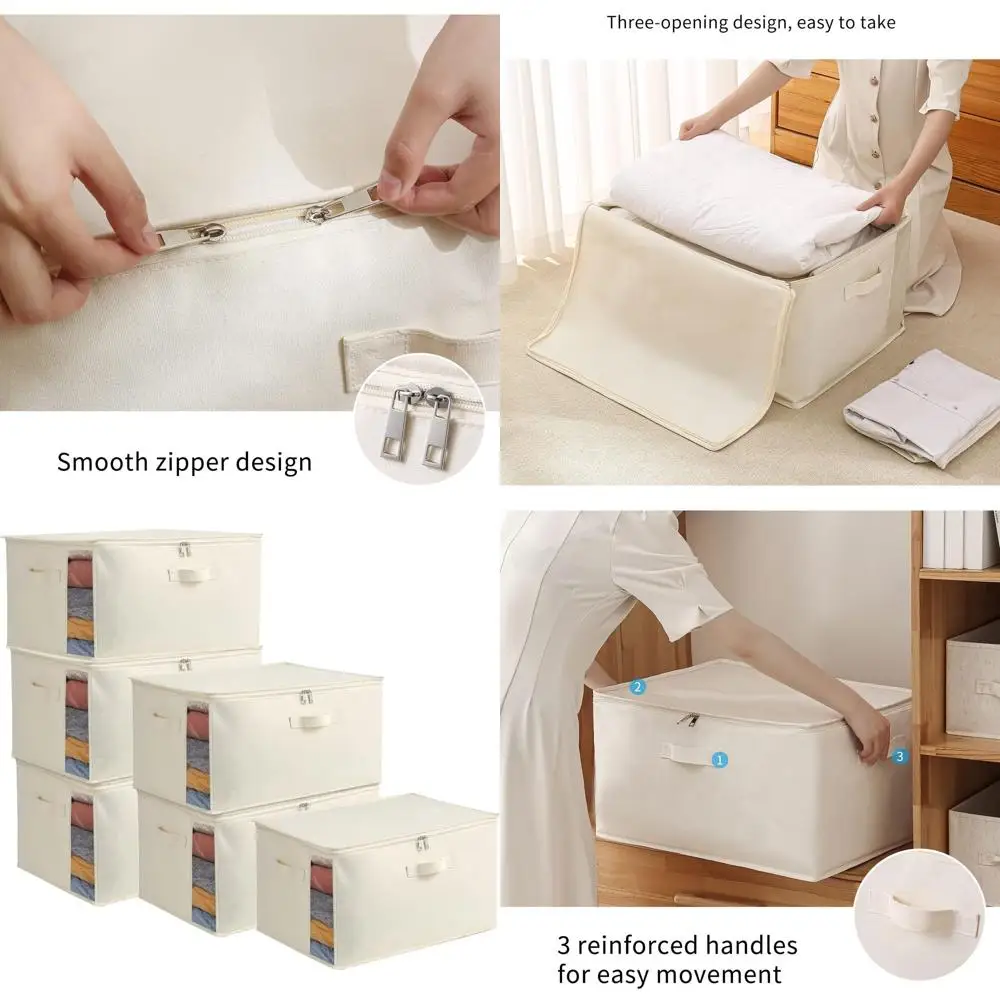 Набор из 6 больших холщовых сумок для хранения вещей в шкафу, одежды и одеял с двойной молнией и ручками
Набор из 6 больших холщовых сумок для хранения вещей в шкафу, одежды и одеял с двойной молнией и ручками