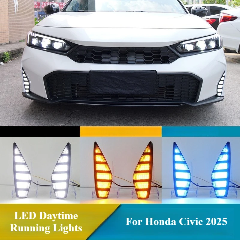 For Honda Civic 2025 LED Daytime Running Lights DRL Front Bumper Fog Lamp with Dynamic Turn Signal 12V Daylights Night Blue
For Honda Civic 2025 LED Daytime Running Lights DRL Front Bumper Fog Lamp with Dynamic Turn Signal 12V Daylights Night Blue