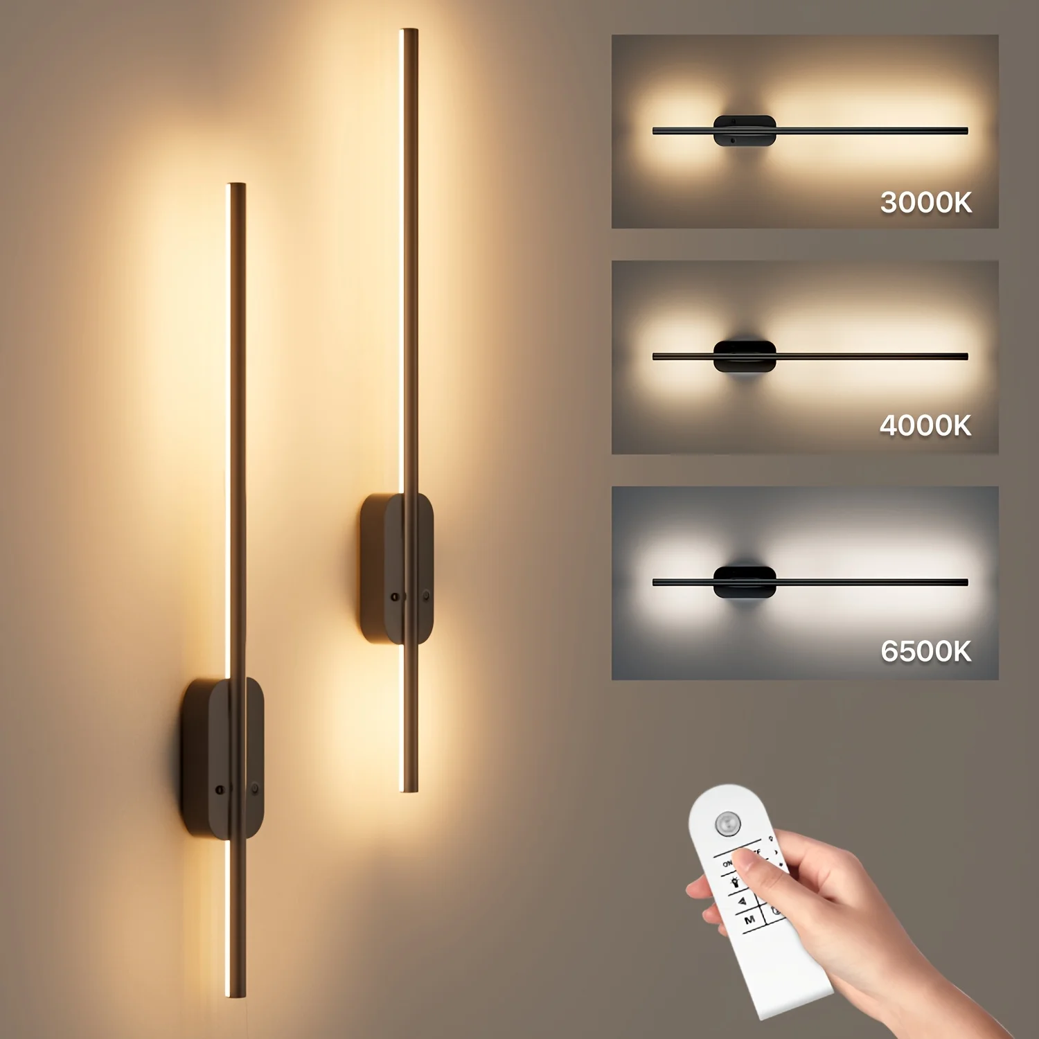 2 Pack Rechargeable Battery Operated Wall Sconces - Dimmable Wireless LED Wall Lights with Remote Control, Black Wall Lighting for Bedroom, Living Room, Hallway, Entryway
2 Pack Rechargeable Battery Operated Wall Sconces - Dimmable Wireless LED Wall Lights with Remote Control, Black Wall Lighting for Bedroom, Living Room, Hallway, Entryway