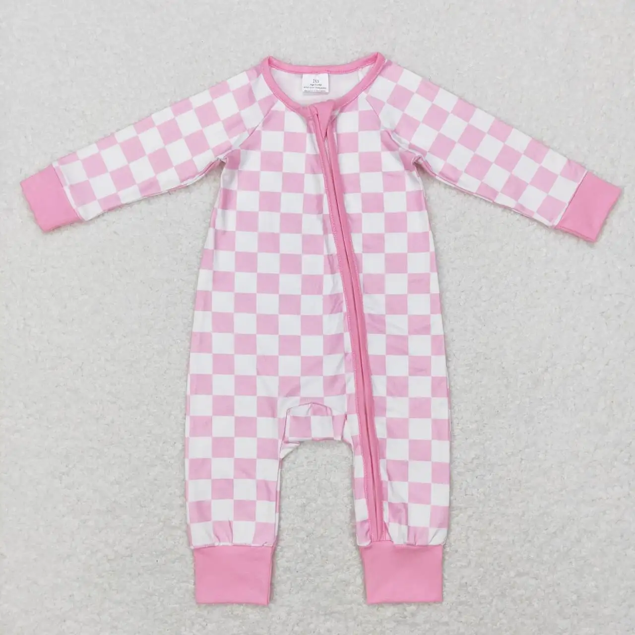 Wholesale hot sale baby kids clothes newborn toddler Pink-and-white checkered zip-up long-sleeved onesie rompers
Wholesale hot sale baby kids clothes newborn toddler Pink-and-white checkered zip-up long-sleeved onesie rompers