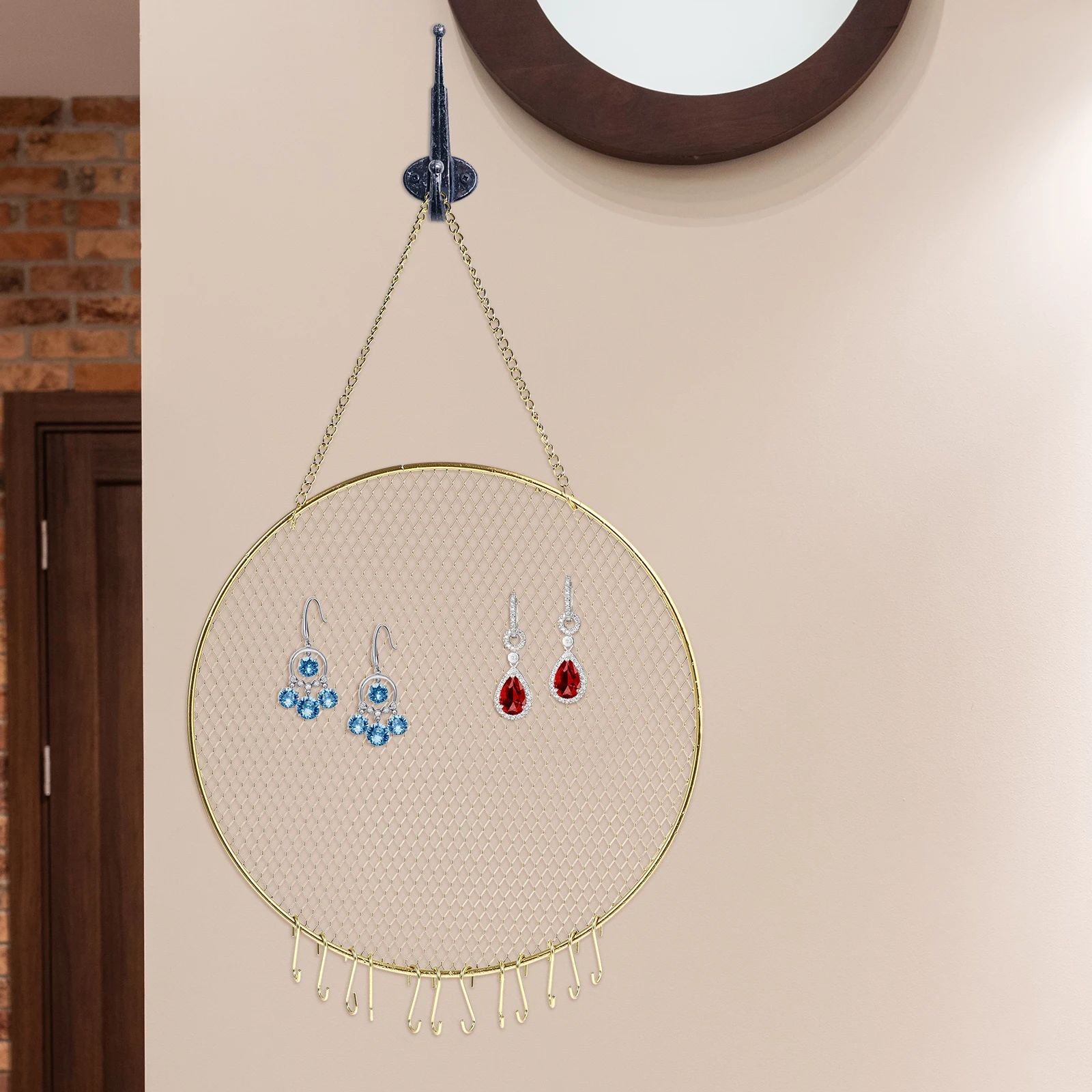 Round Shaped Rack Hanging Earring Holder ganizer Earring Holder ganizer Mesh Iron Wall Decorative Personal Retail Display
Round Shaped Rack Hanging Earring Holder ganizer Earring Holder ganizer Mesh Iron Wall Decorative Personal Retail Display