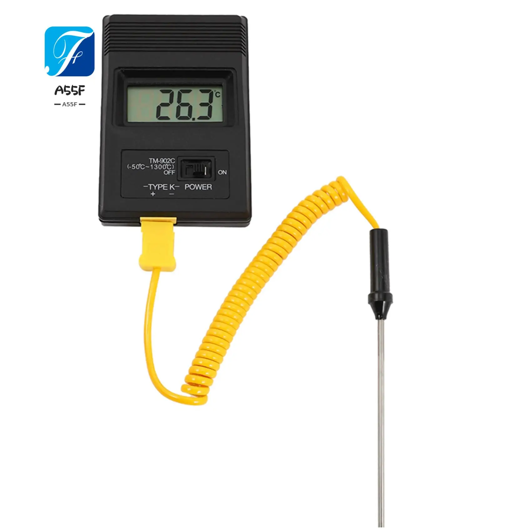 A55F-TM-902C(-50 Celsius To 750 Celsius) Temperature Meter TM902C Digital K Type Thermometer Sensor + Thermocouple Probe Detecto 
A55F-TM-902C(-50 Celsius To 750 Celsius) Temperature Meter TM902C Digital K Type Thermometer Sensor + Thermocouple Probe Detecto