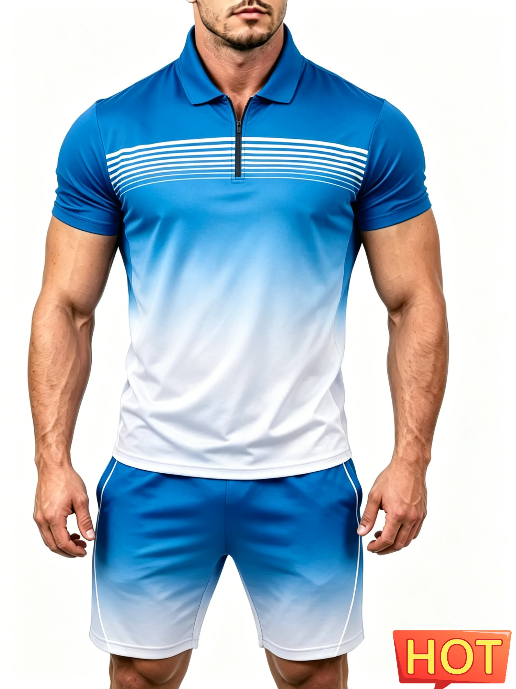Men's Sweatshirt Sets Fashion Short Sleeve Zip Polo Shirts and Shorts 2 Piece Summer Running Sports Suit Casual Loose Man Outfit
Men's Sweatshirt Sets Fashion Short Sleeve Zip Polo Shirts and Shorts 2 Piece Summer Running Sports Suit Casual Loose Man Outfit