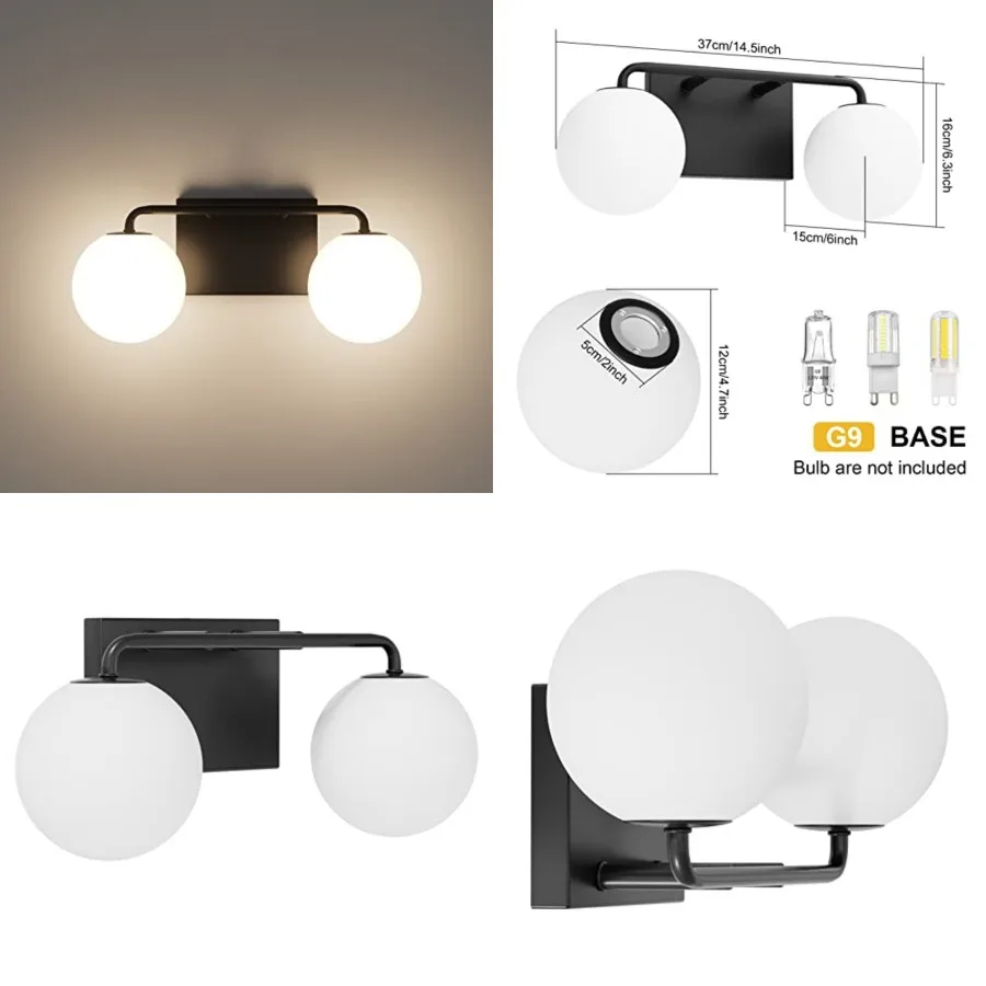 2 Lights Mid Century Vintage Bathroom Vanity Light Fixtures Over Mirror Industrial Vanity Lights with Milk White Glass Globe Fa
2 Lights Mid Century Vintage Bathroom Vanity Light Fixtures Over Mirror Industrial Vanity Lights with Milk White Glass Globe Fa