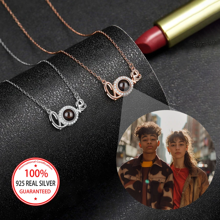 925 Sterling Silver Custom Color Photo Projection Letter LOVE Pendant Necklace Valentine's Day Gift Girlfriend Accessories Party
925 Sterling Silver Custom Color Photo Projection Letter LOVE Pendant Necklace Valentine's Day Gift Girlfriend Accessories Party