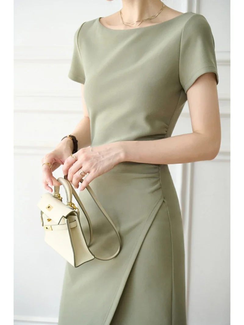 No Dead Angle Thin Curvy Lender Women's Dress Waist Slim Short-sleeved Dress Office Lady Dress Looks Thin Elegant Women Dress
No Dead Angle Thin Curvy Lender Women's Dress Waist Slim Short-sleeved Dress Office Lady Dress Looks Thin Elegant Women Dress