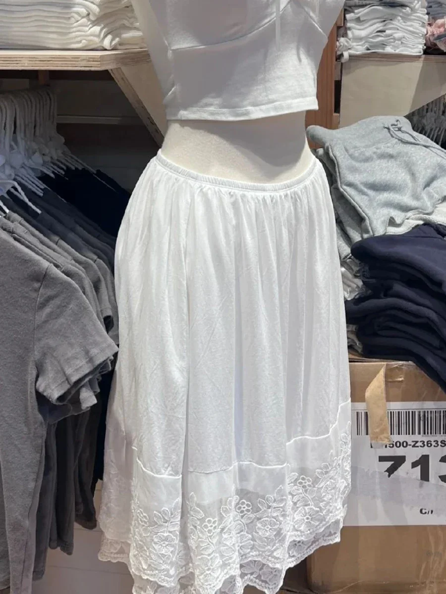 Women White Lace Trim Sweet Skirts Summer Solid High Waist A-line Cotton Short Skirts Vintage Cute Knee Length Skirts
Women White Lace Trim Sweet Skirts Summer Solid High Waist A-line Cotton Short Skirts Vintage Cute Knee Length Skirts
