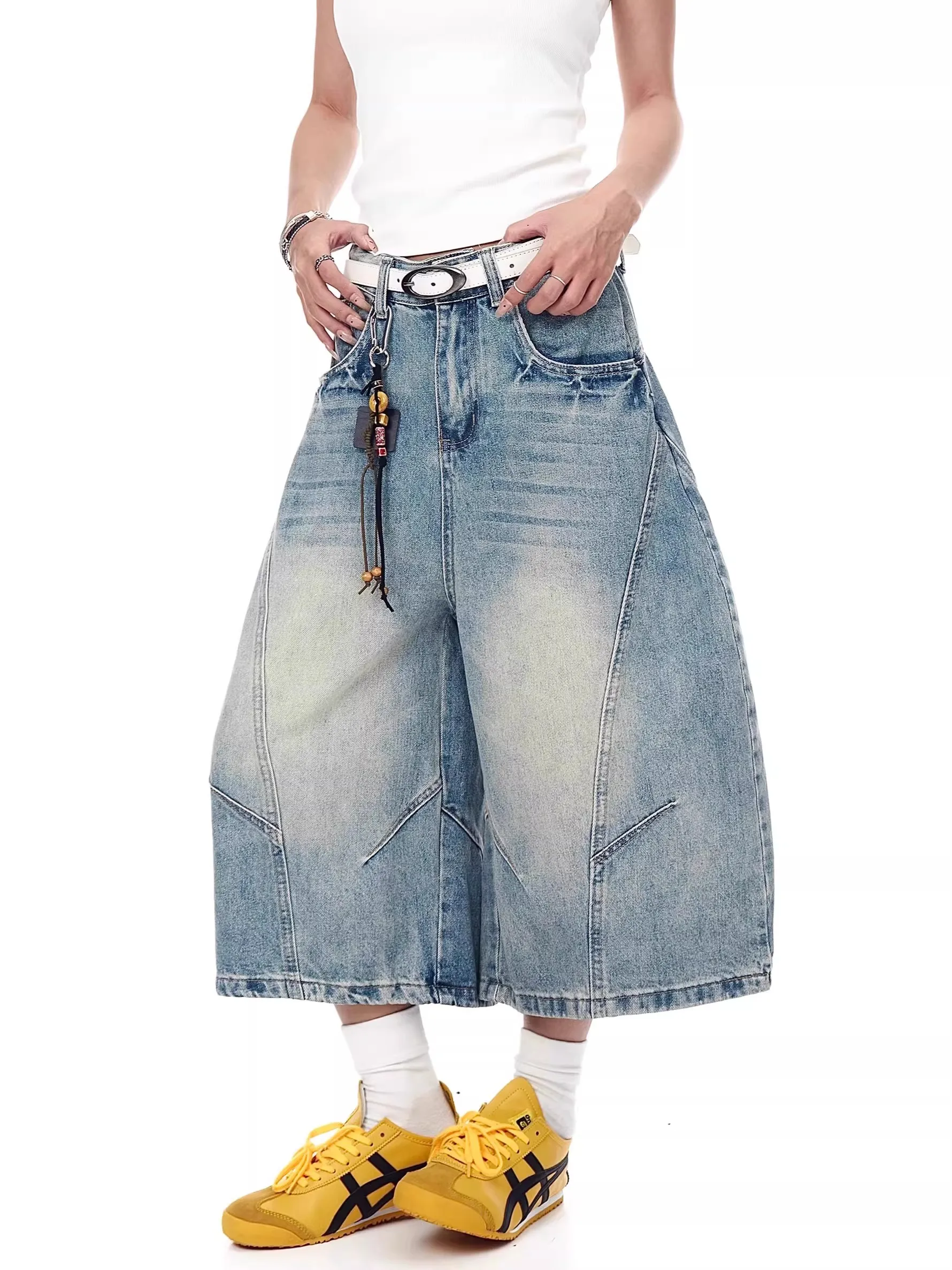 Summer American Retro Washed Denim Short Pants Loose Fit Men's Wide Leg Seven-Quarter Length Casual Trousers Dance Wear
Summer American Retro Washed Denim Short Pants Loose Fit Men's Wide Leg Seven-Quarter Length Casual Trousers Dance Wear