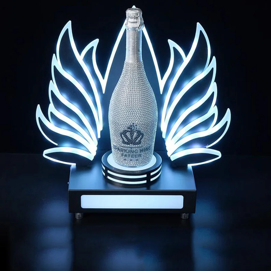Rechargeable Glowing Wings Vip Bottle Glorifier Nightclub Champagne Wine Service Presenter RGB Led Bottle Display Stand
Rechargeable Glowing Wings Vip Bottle Glorifier Nightclub Champagne Wine Service Presenter RGB Led Bottle Display Stand