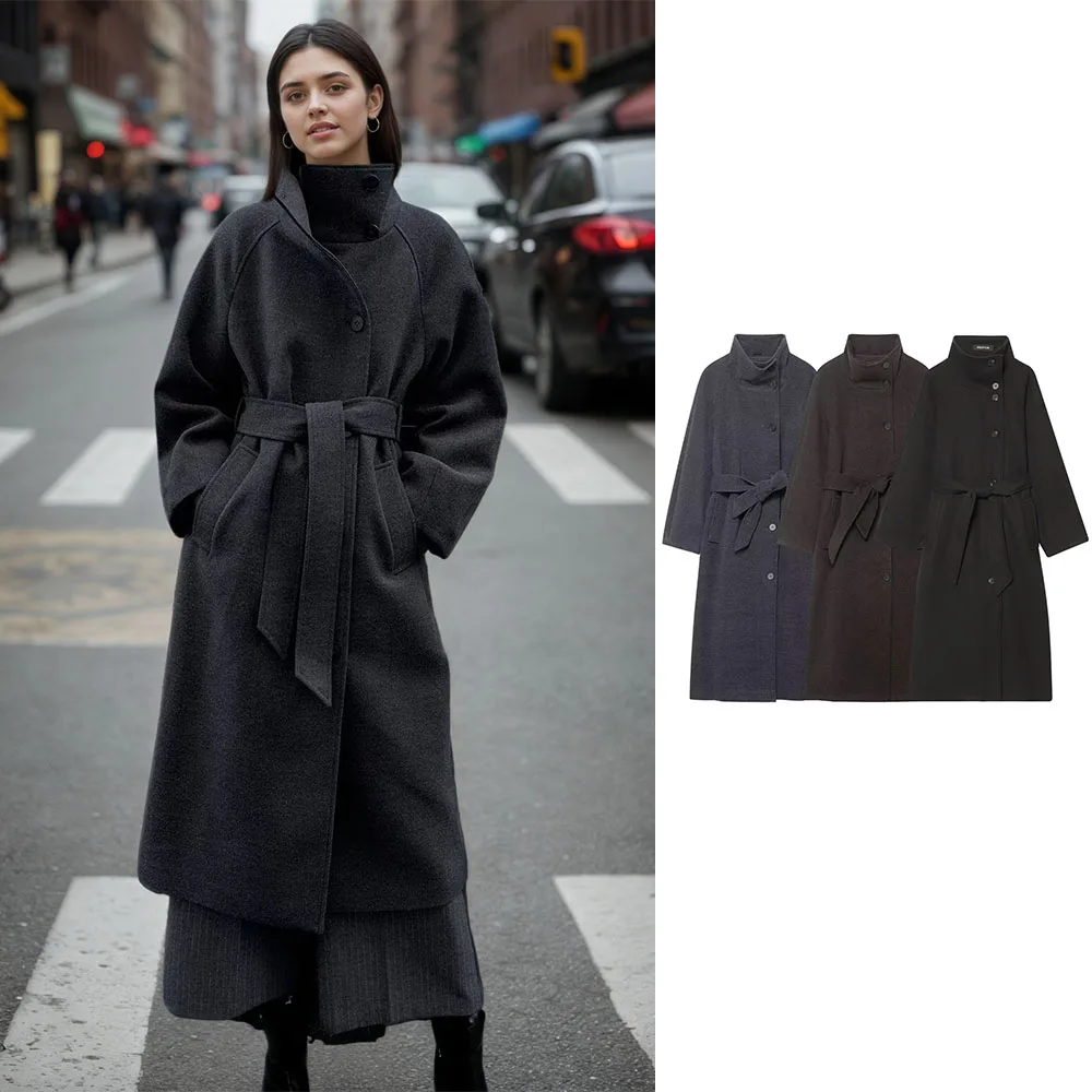 Winter New Women's Fashion Simple Stand up Collar Belt Coat
Winter New Women's Fashion Simple Stand up Collar Belt Coat