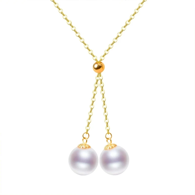 NYMPH Real 18K Gold Akoya Pearl Necklace Au750 Fine Jewelry White Round Aniversary Gift For Women Double Pearls D617
NYMPH Real 18K Gold Akoya Pearl Necklace Au750 Fine Jewelry White Round Aniversary Gift For Women Double Pearls D617