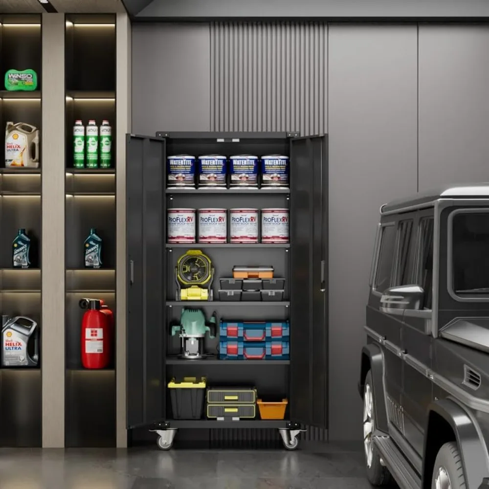 72" H Metal Storage Cabinet with 2 Doors and 4 Adjustable Shelves for Garage Home
72" H Metal Storage Cabinet with 2 Doors and 4 Adjustable Shelves for Garage Home