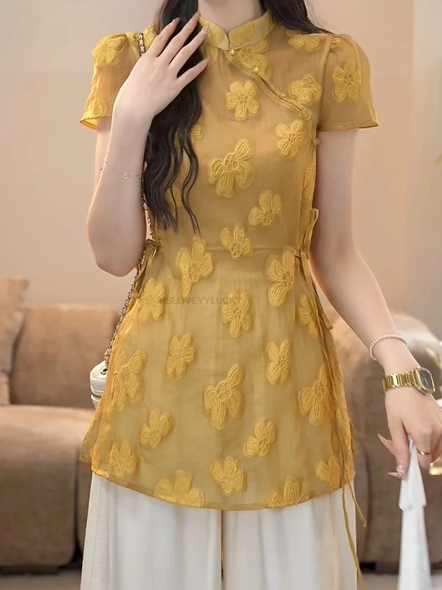 Новый Cheongsam в китайском стиле, модифицированный национальный стиль, женский винтажный топ с короткими рукавами, свободный ретро-темпераментный топ Qipao
Новый Cheongsam в китайском стиле, модифицированный национальный стиль, женский винтажный топ с короткими рукавами, свободный ретро-темпераментный топ Qipao